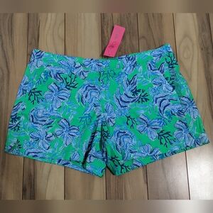 NWT! Lilly Pulitzer Ocean View Shorts Cabana Green Keepin It Reel Size Large